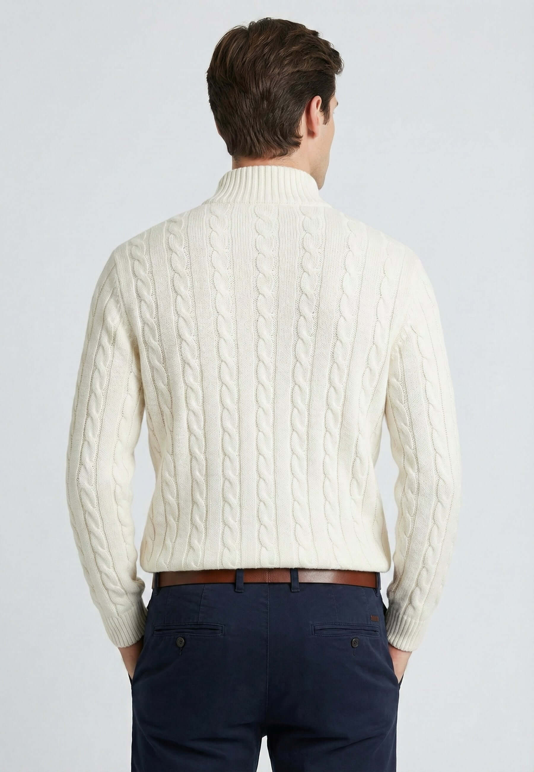 Cable Knit Half Zipper Long Sleeve Pullover