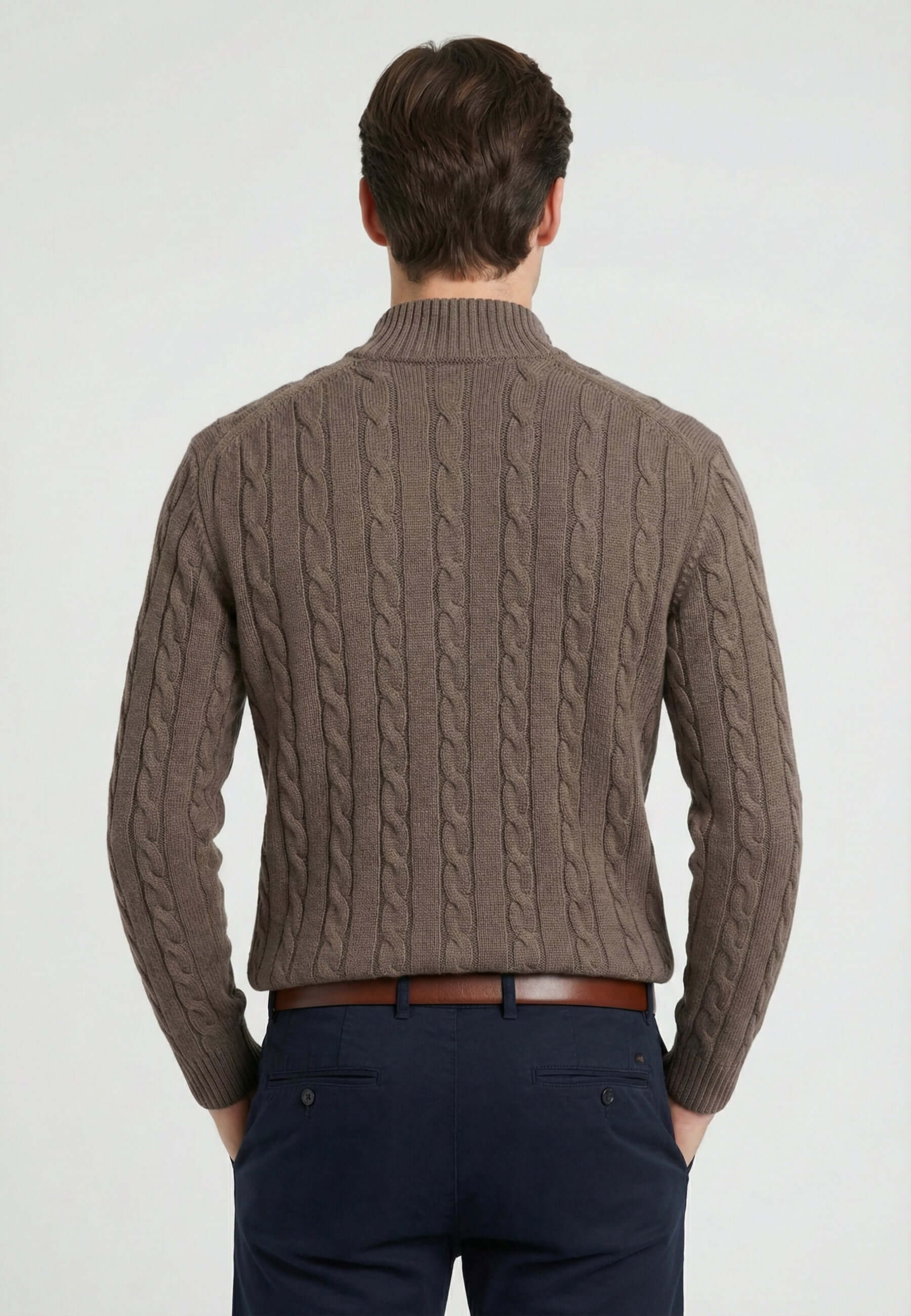 Cable Knit Half Zipper Long Sleeve Pullover