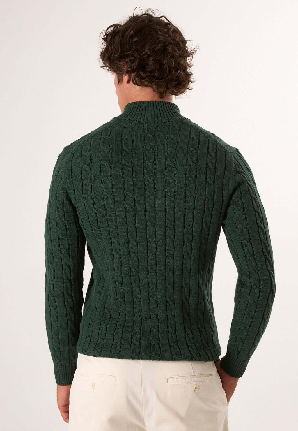 Cable Knit Half Zipper Long Sleeve Pullover