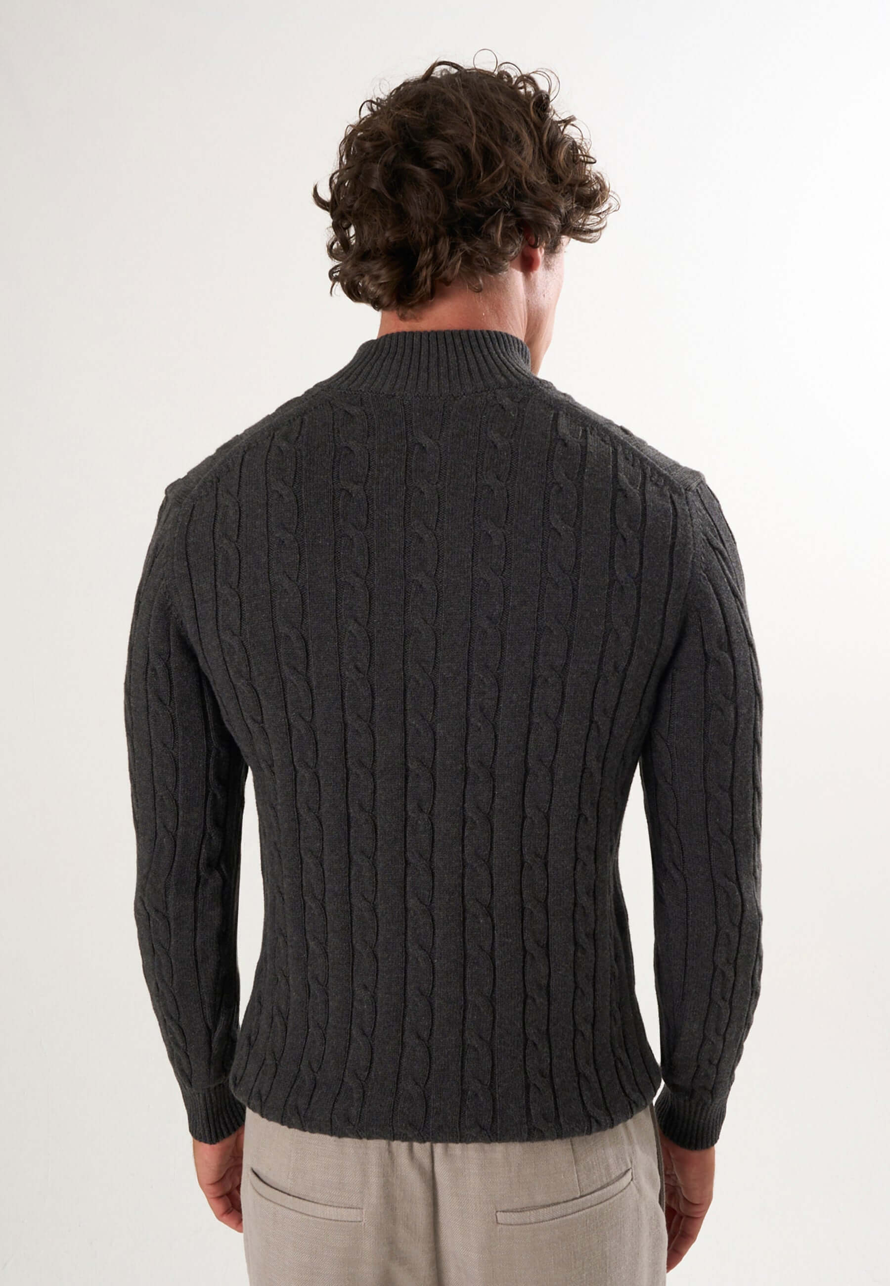 Cable Knit Half Zipper Long Sleeve Pullover
