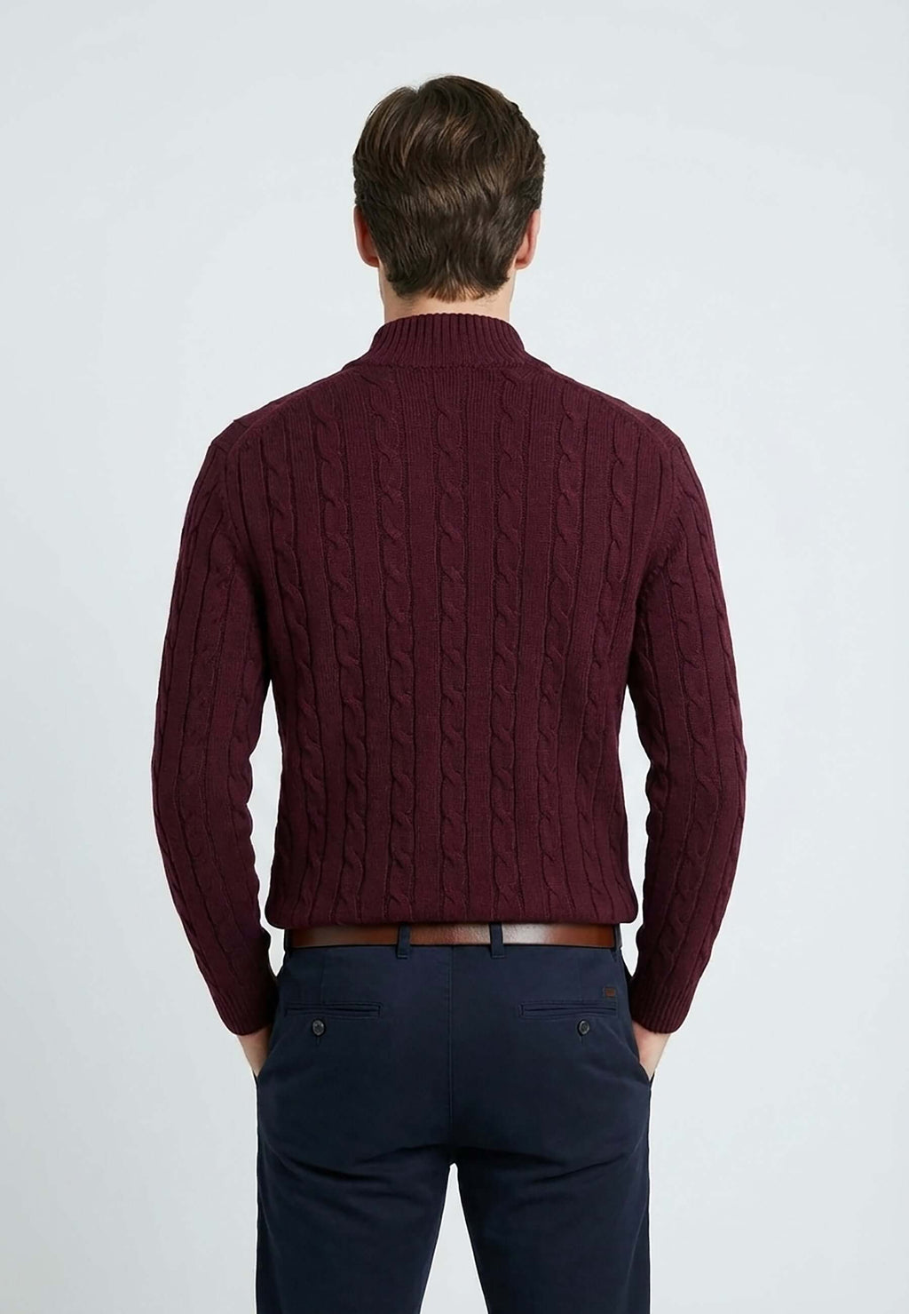 Cable Knit Half Zipper Long Sleeve Pullover