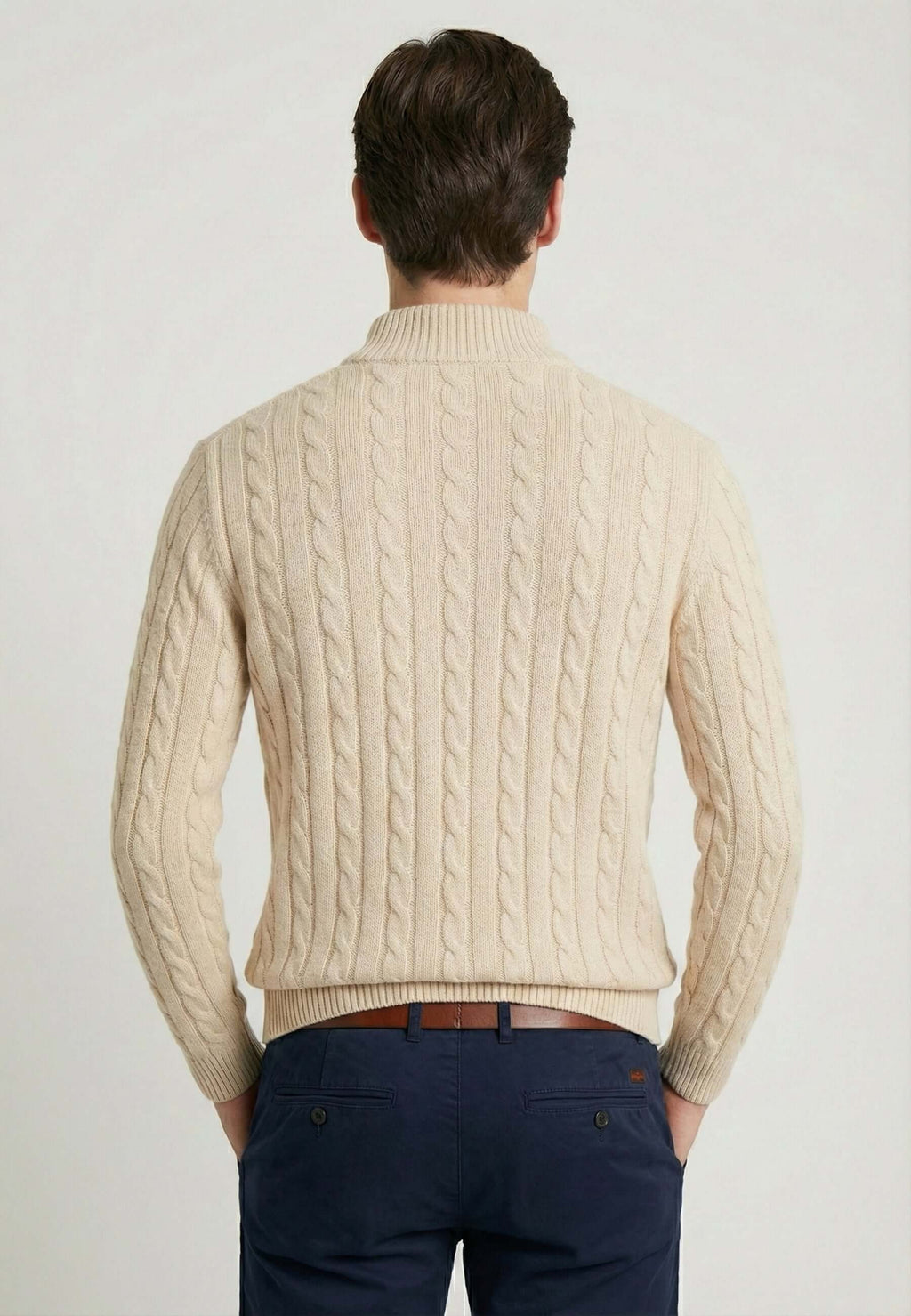 Cable Knit Half Zipper Long Sleeve Pullover