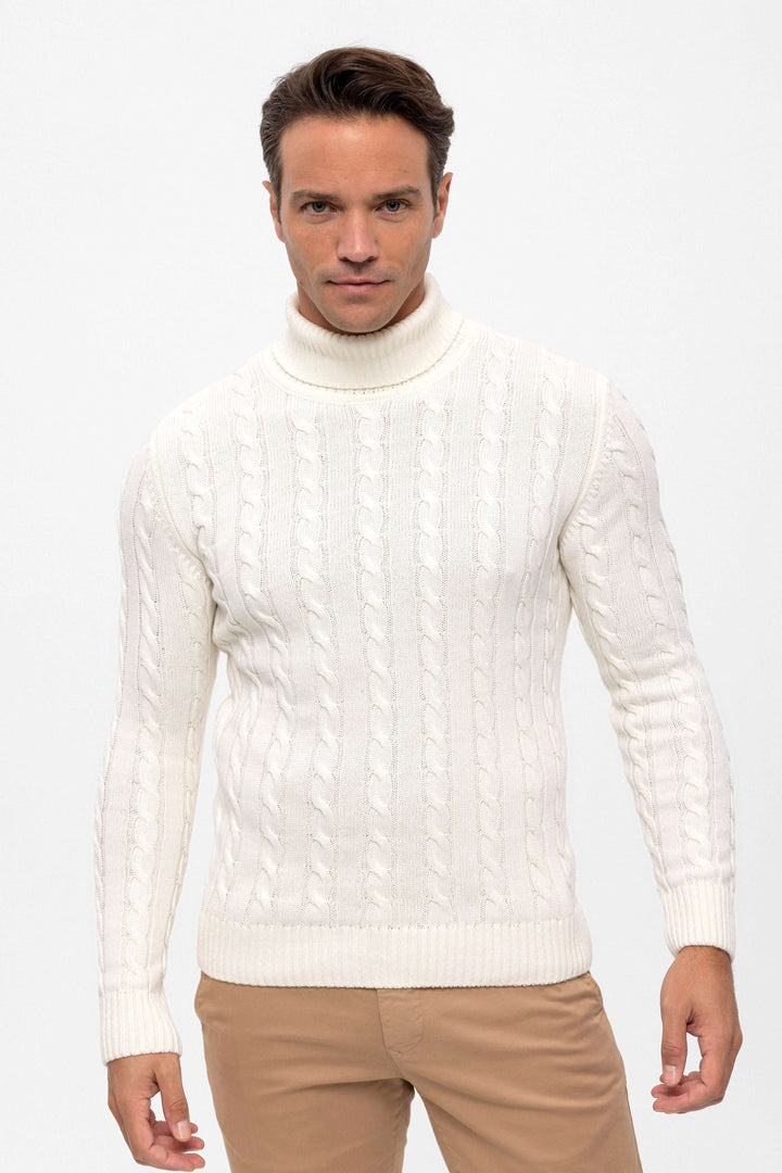 Cable Knit Turtleneck Long Sleeve Pullover