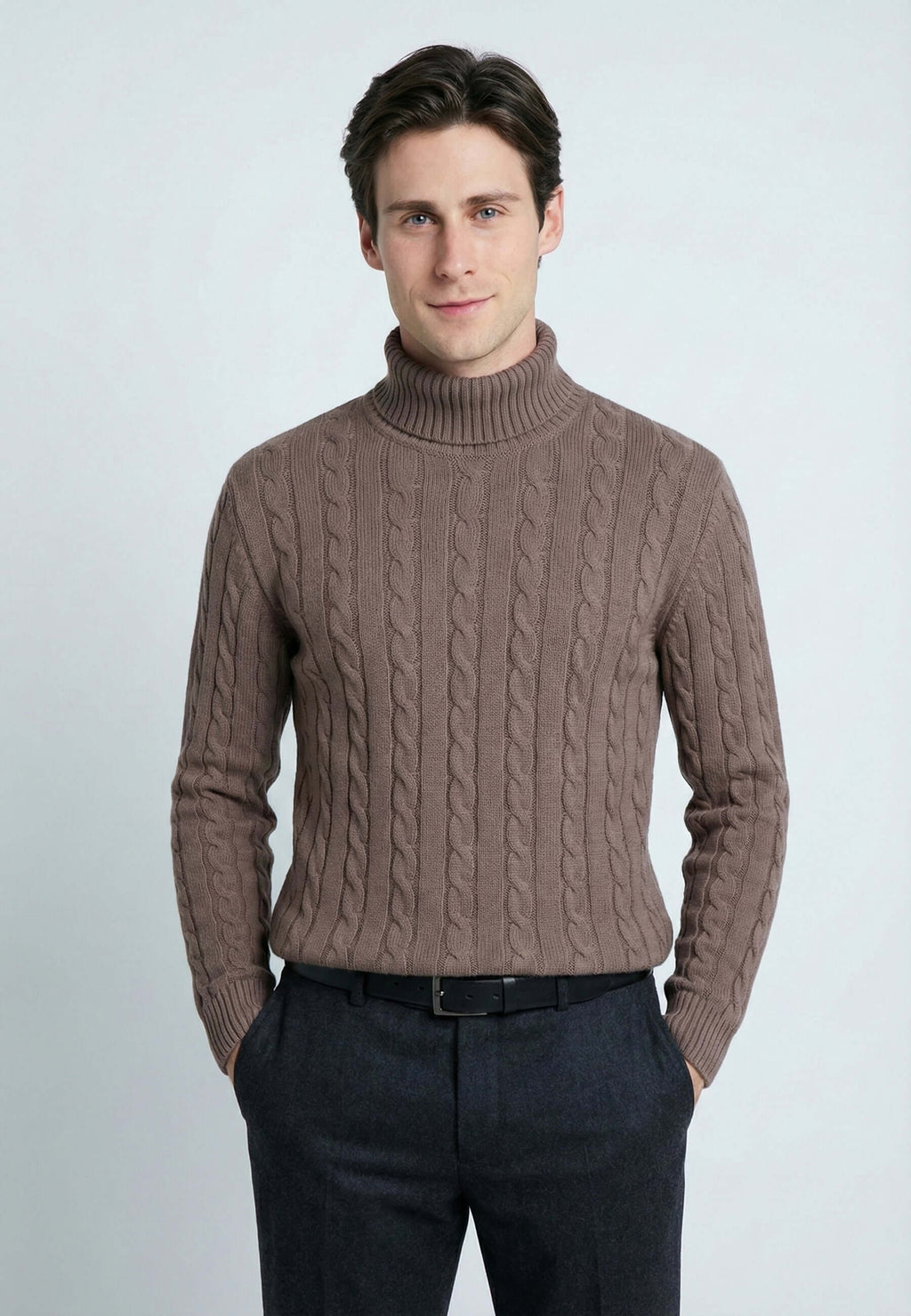 Cable Knit Turtleneck Long Sleeve Pullover