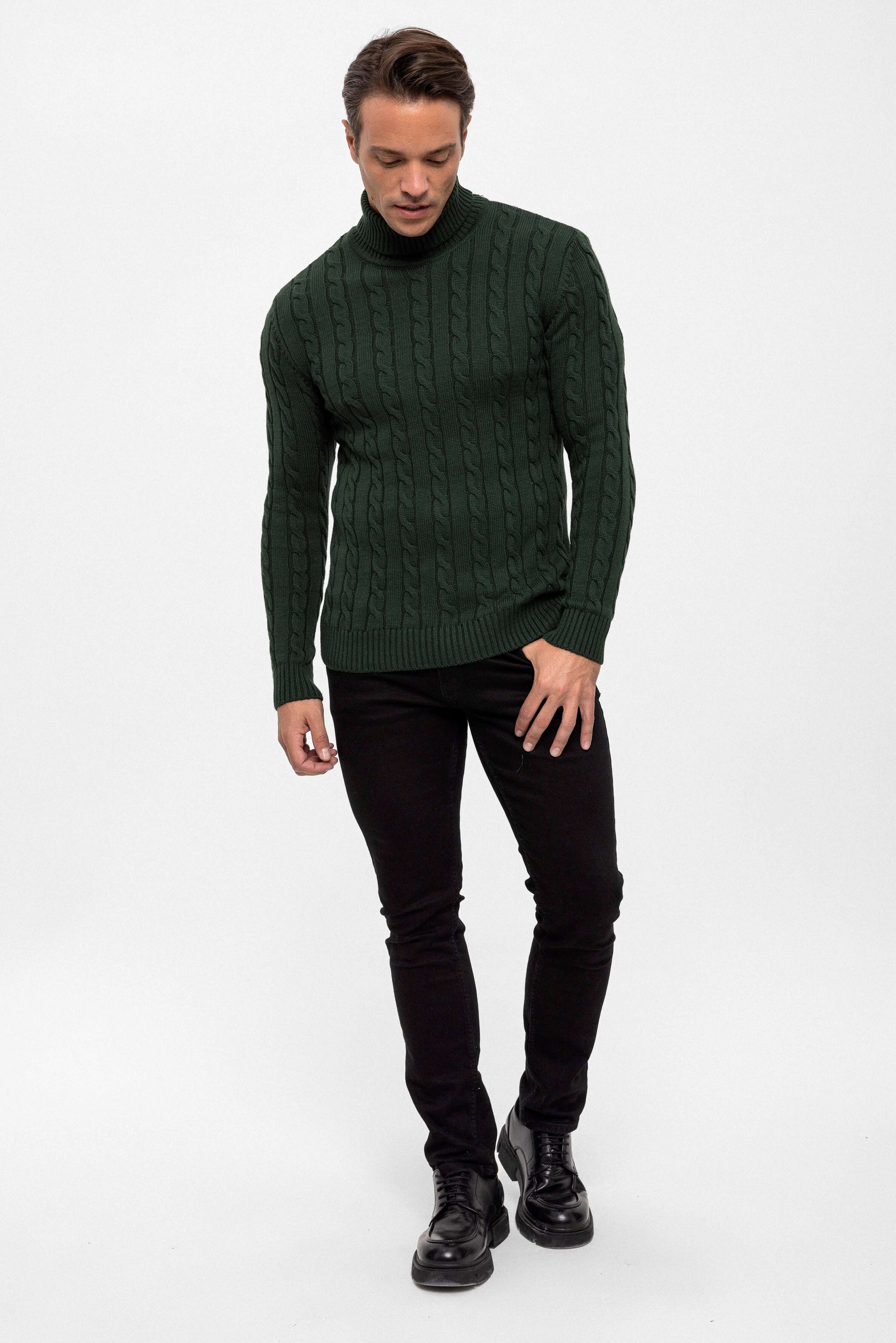 Cable Knit Turtleneck Long Sleeve Pullover