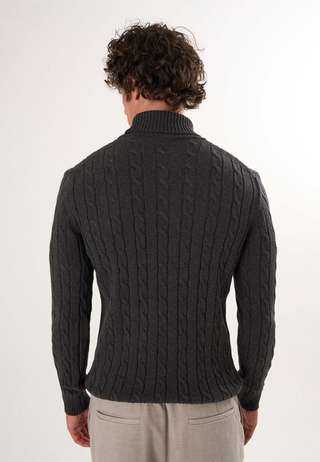 Cable Knit Turtleneck Long Sleeve Pullover