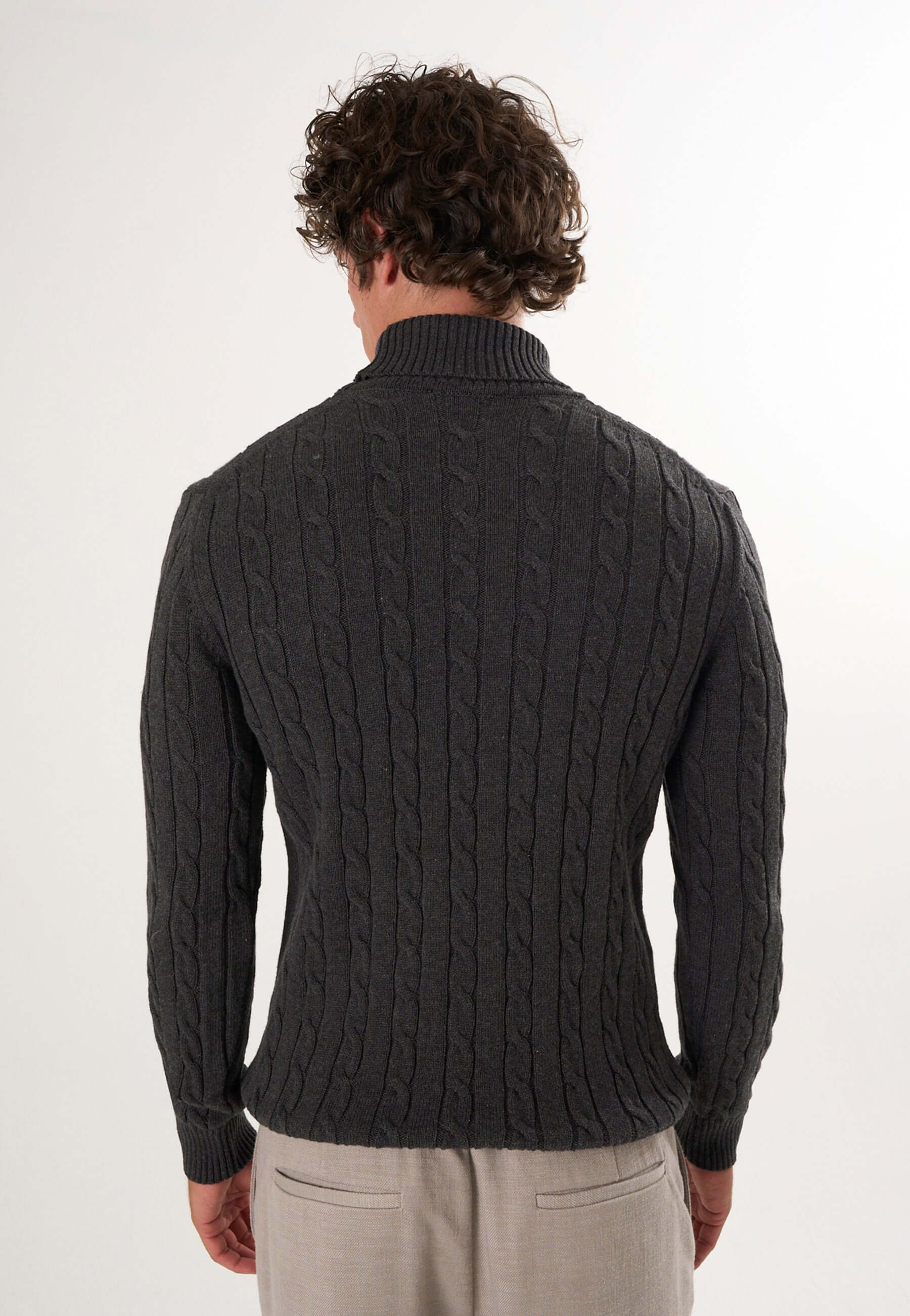Cable Knit Turtleneck Long Sleeve Pullover