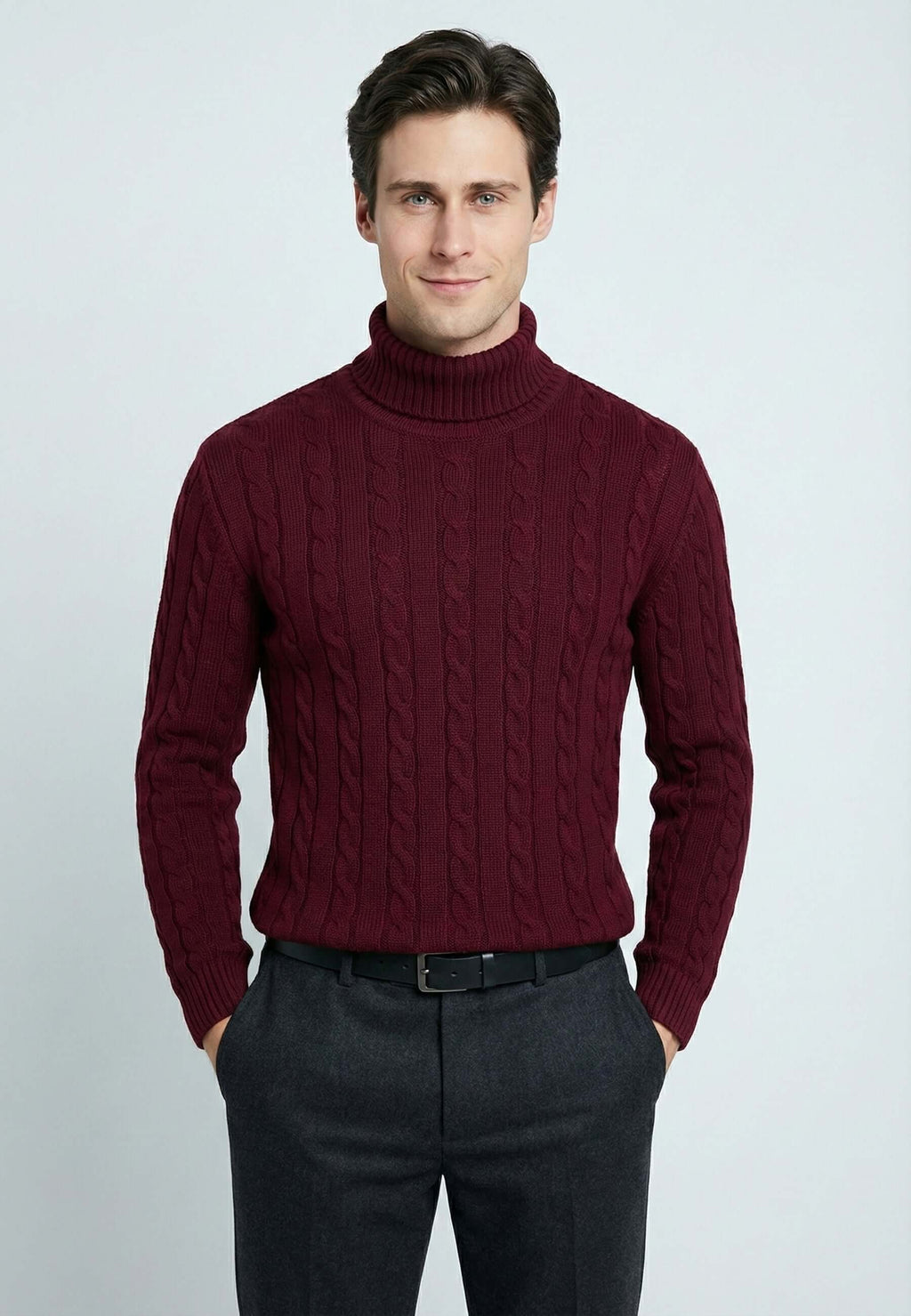 Cable Knit Turtleneck Long Sleeve Pullover