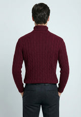 Palmikmustriga rullkaelusega pikkade varrukatega pullover – bordoo