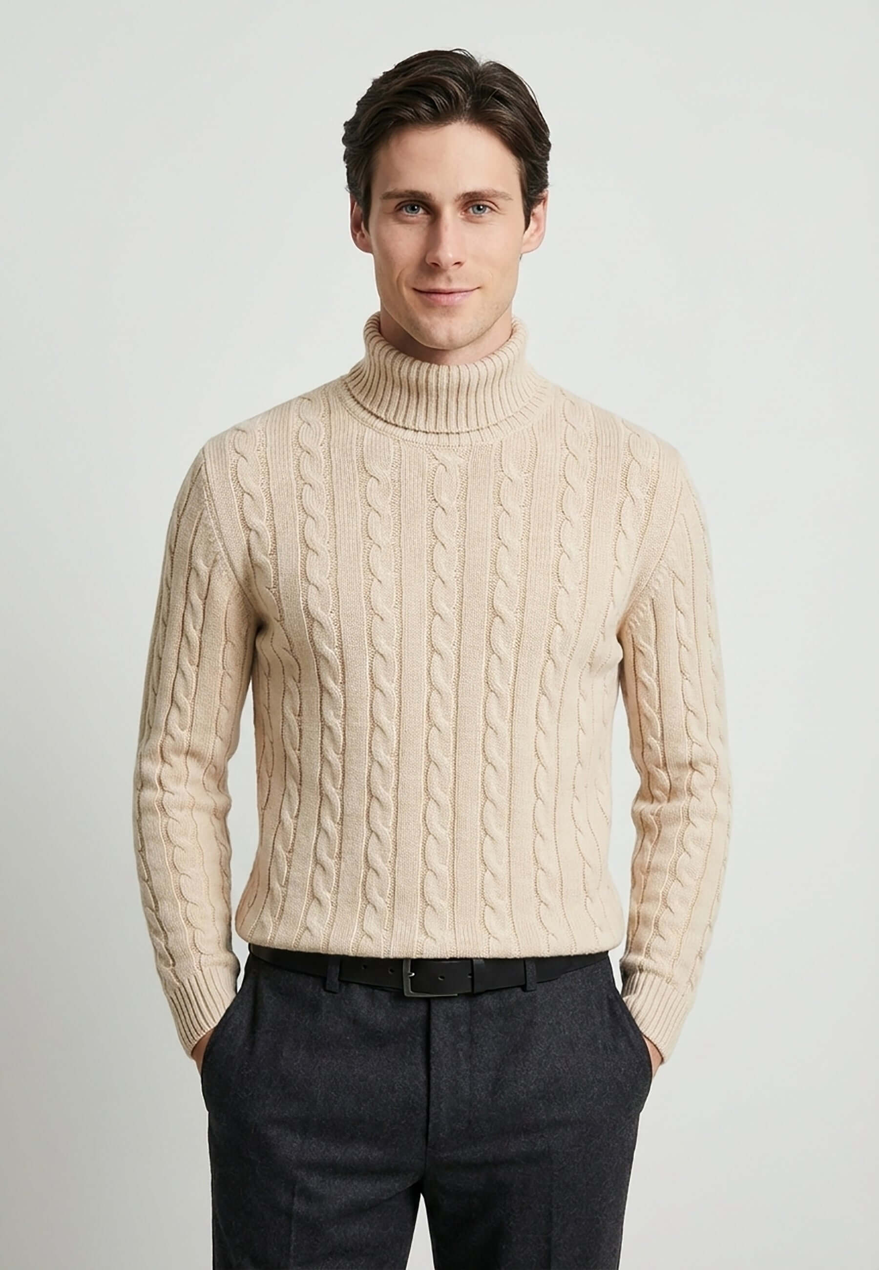 Cable Knit Turtleneck Long Sleeve Pullover