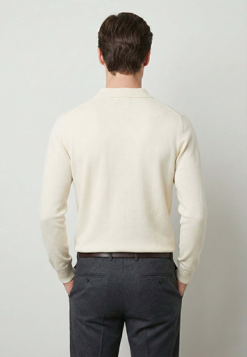 Knitted long sleeve polo for men
