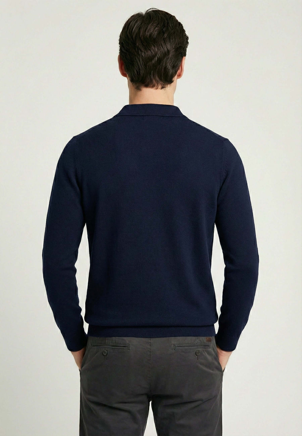 Knitted long sleeve polo for men