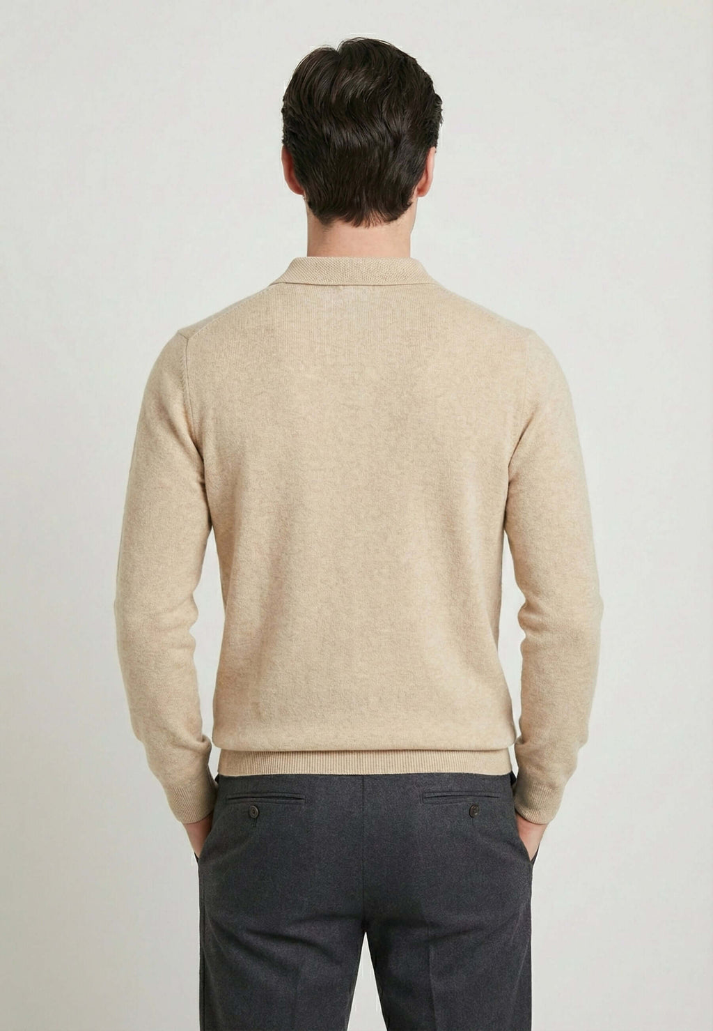 Knitted long sleeve polo for men
