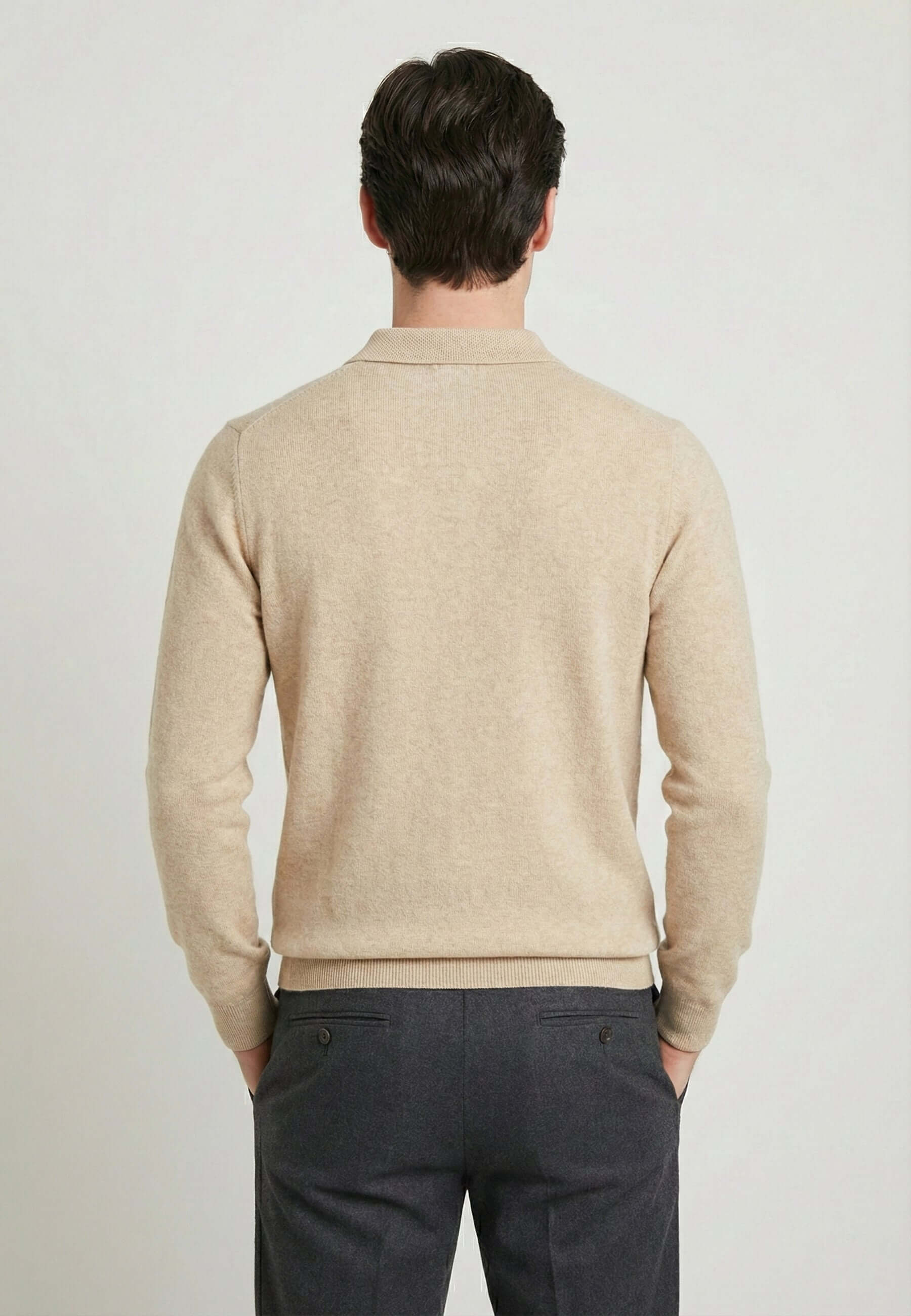 Knitted long sleeve polo for men
