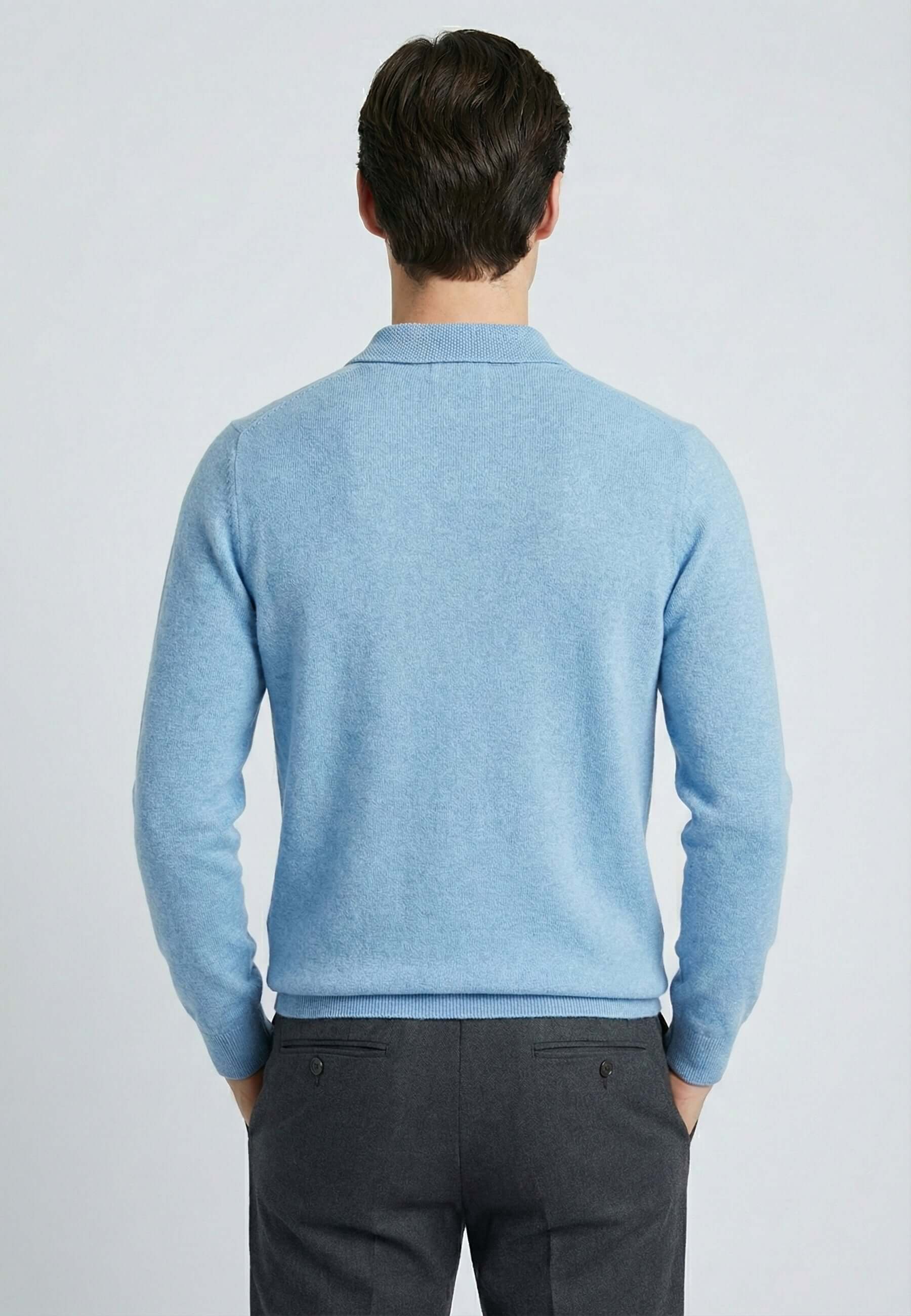 Knitted long sleeve polo for men