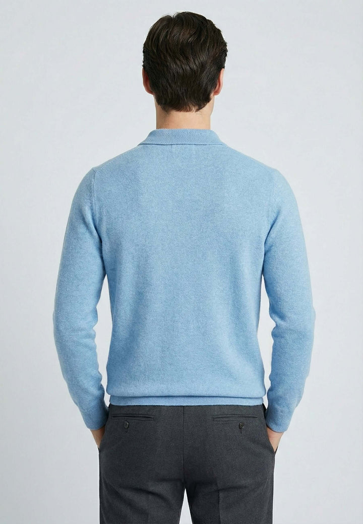 Knitted long sleeve polo for men