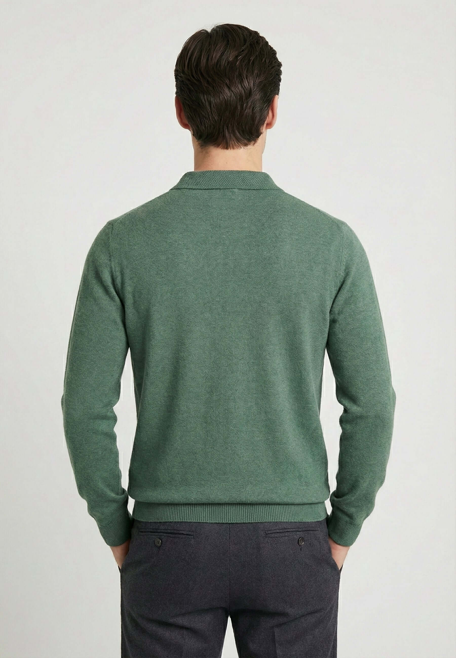 Knitted long sleeve polo for men