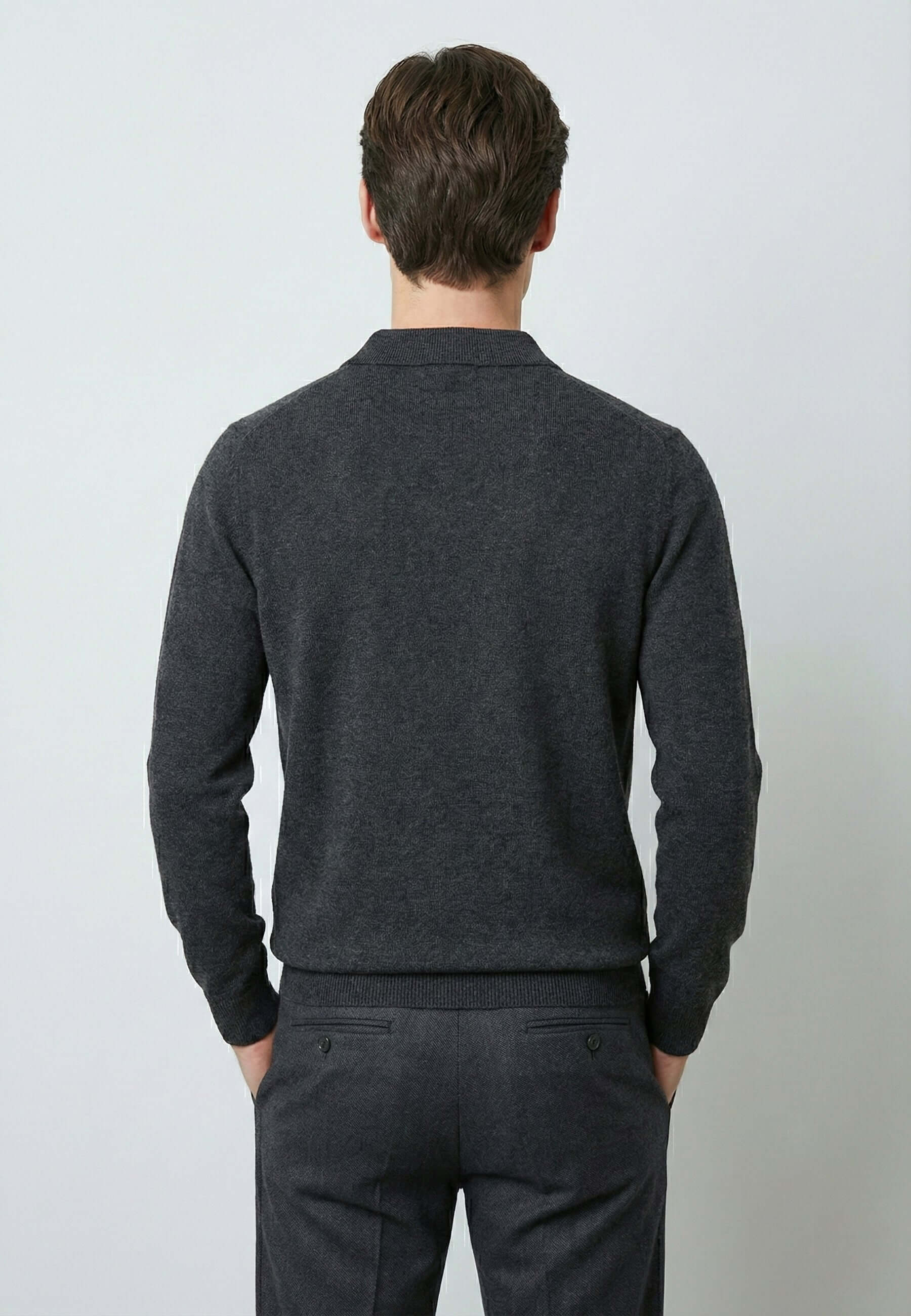 Knitted long sleeve polo for men