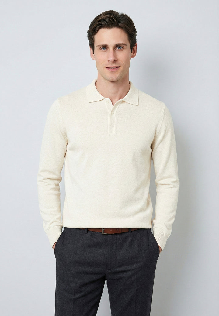 Knitted Long Sleeve Polo with buttoned
