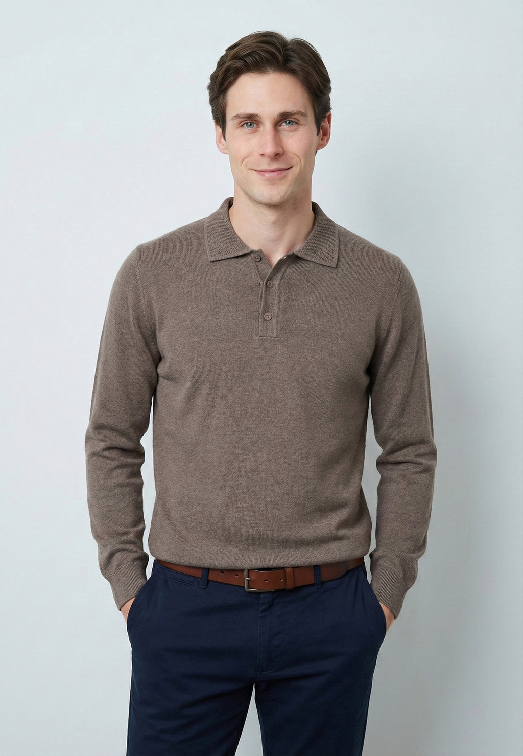 Knitted Long Sleeve Polo with buttoned