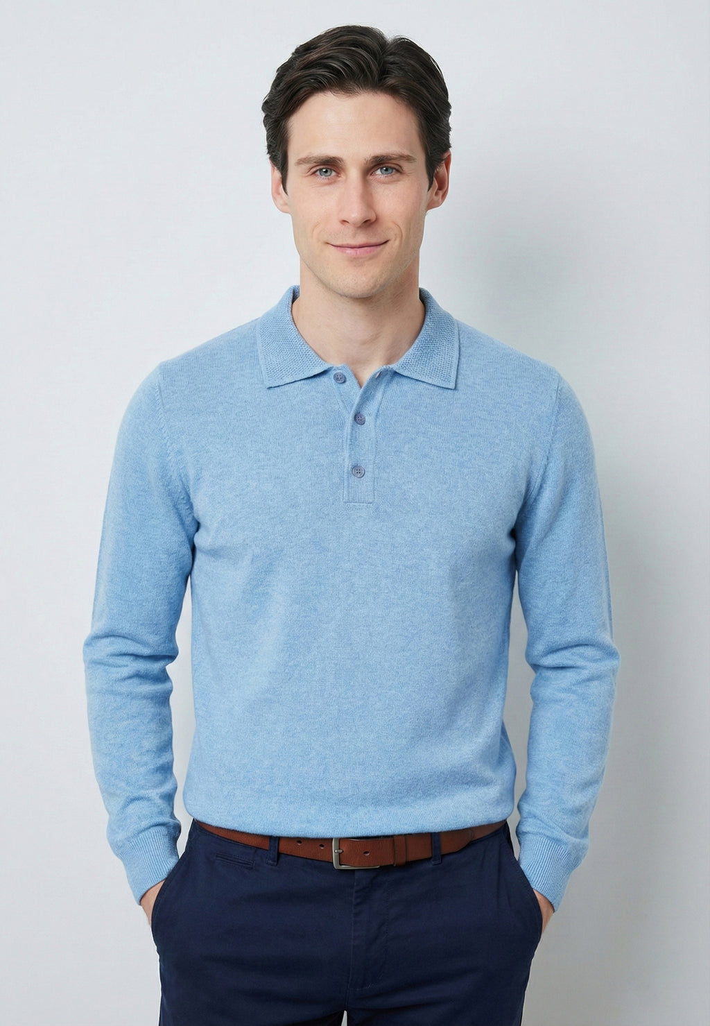 Knitted Long Sleeve Polo with buttoned
