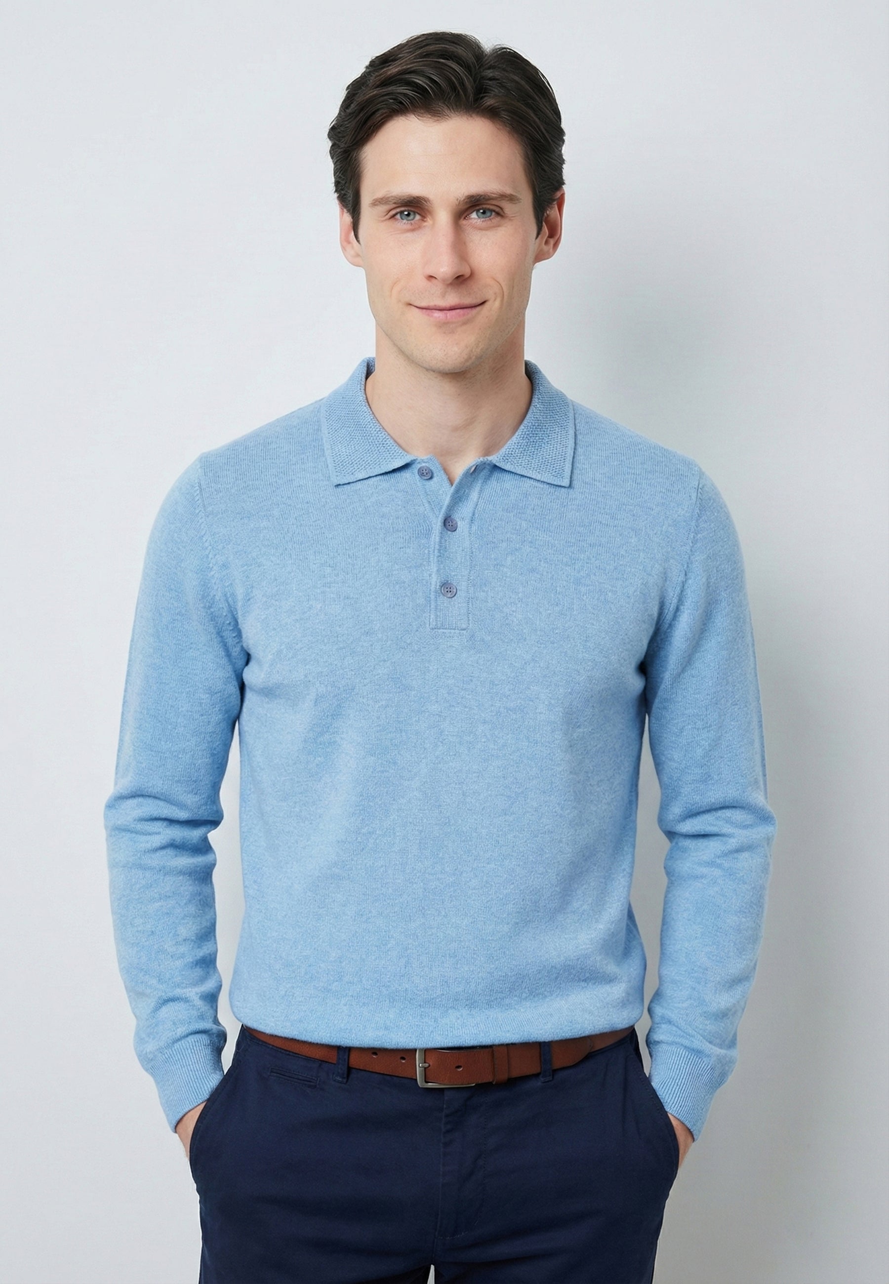 Knitted Long Sleeve Polo with buttoned