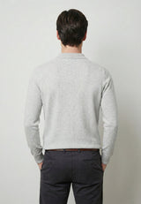 Polo en maille à manches longues et boutons - Gris