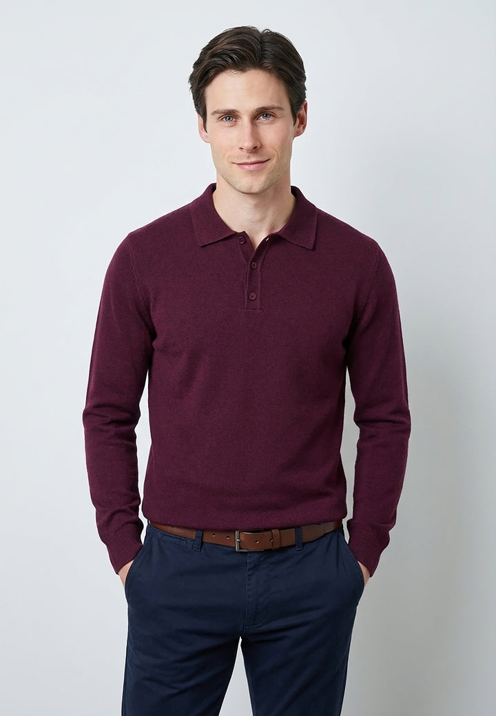 Knitted Long Sleeve Polo with buttoned