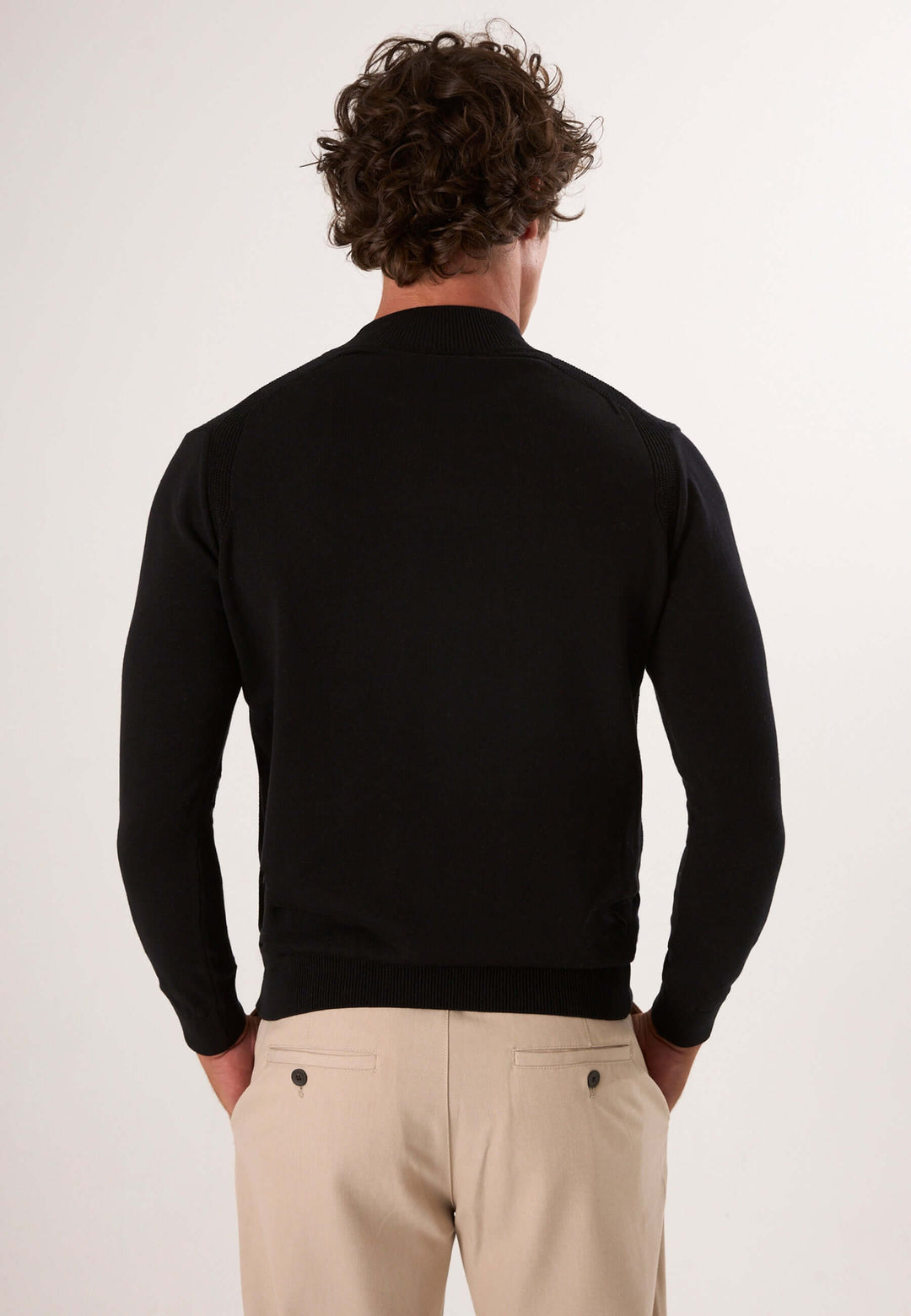 Half Turtleneck Long Sleeve Pullover - Black