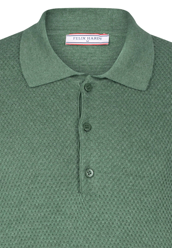 Knitted Buttoned Long Sleeve Polo
