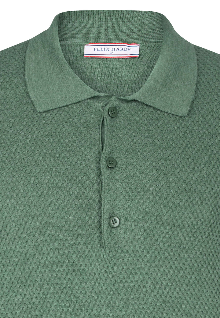 Knitted Buttoned Long Sleeve Polo
