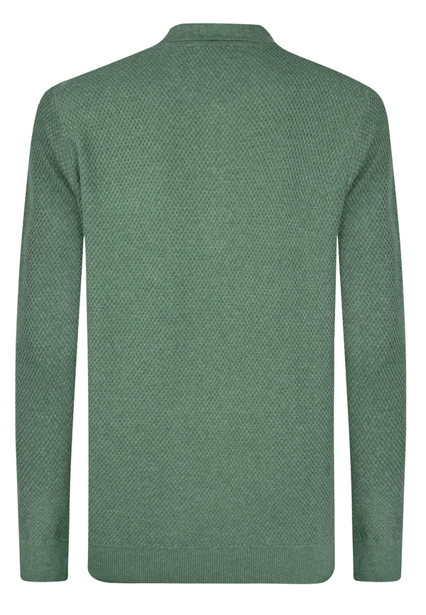 Knitted Buttoned Long Sleeve Polo