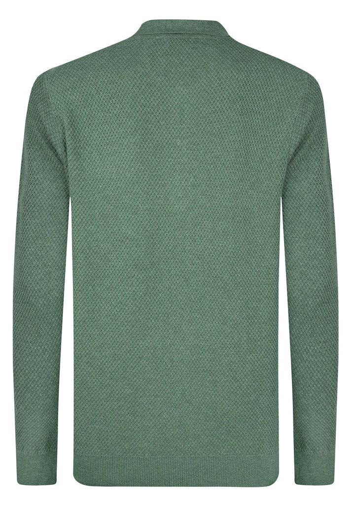 Knitted Buttoned Long Sleeve Polo