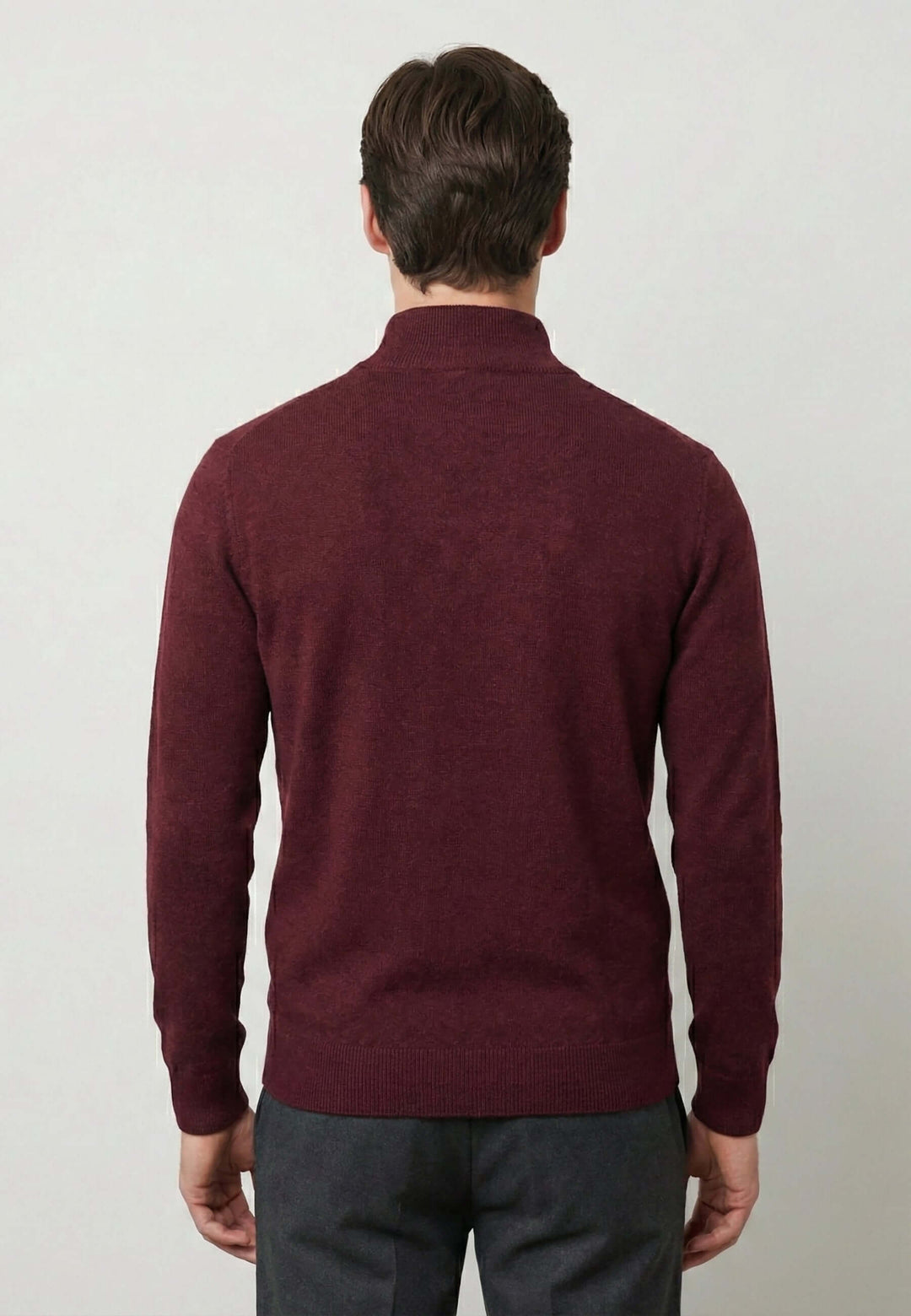 Half-Zipper Long Sleeve Pullover - Beige