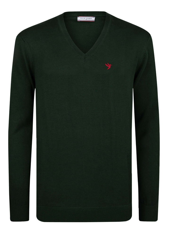 V-Neck Long Sleeve Pullover - Green