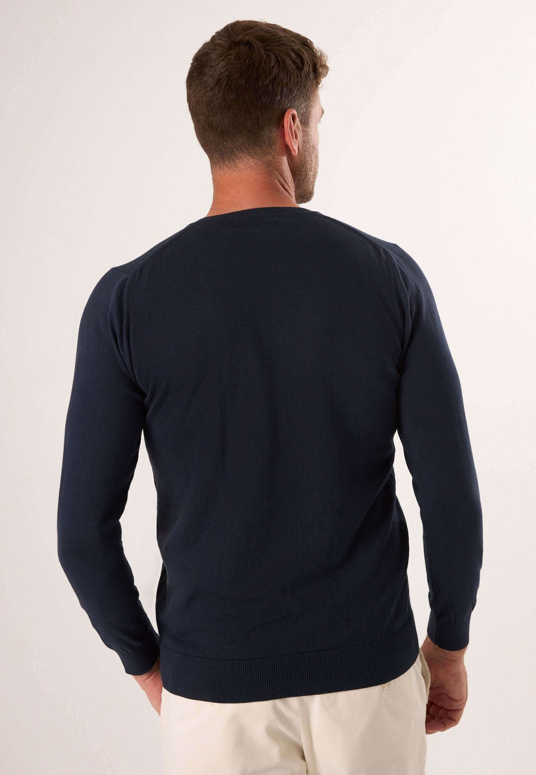 V-Neck Long Sleeve Pullover - Dark blue