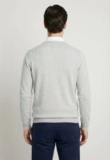 Langarmpullover mit V-Ausschnitt - Grau