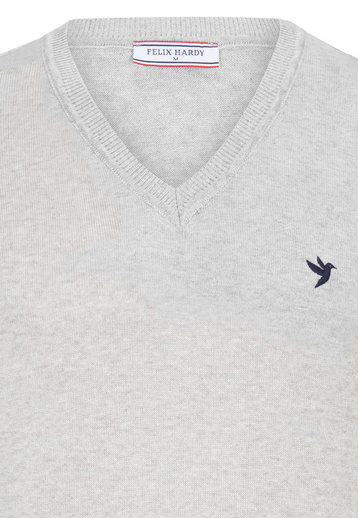 V-Neck Long Sleeve Pullover - Grey