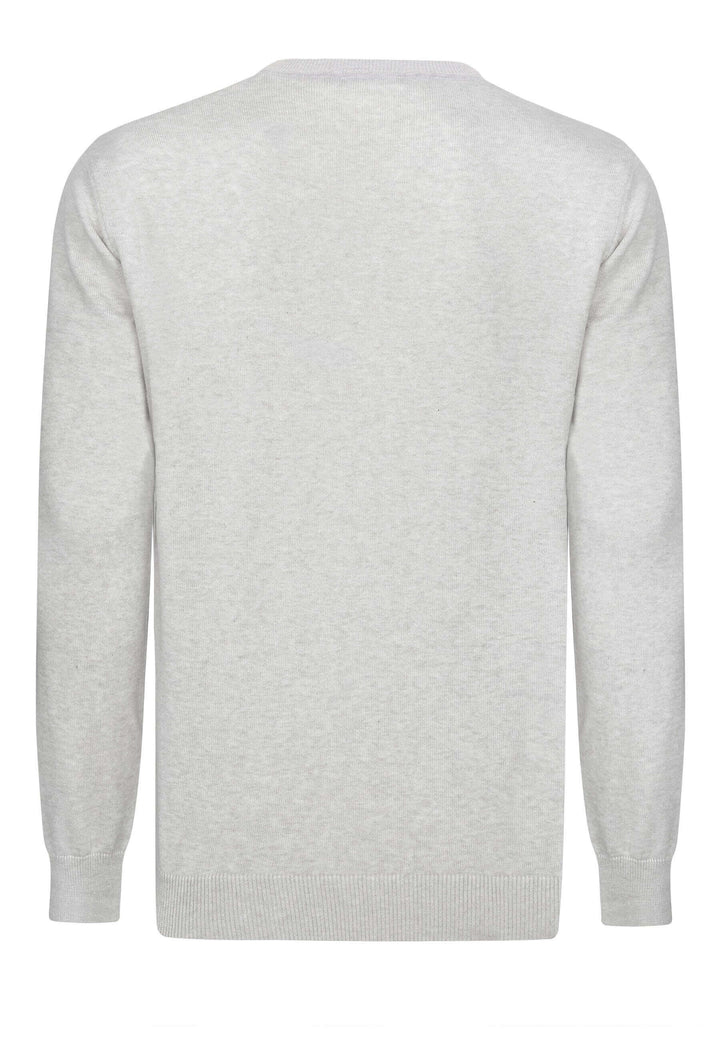 V-Neck Long Sleeve Pullover - Grey