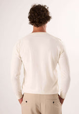 Langærmet pullover med V-hals – offwhite