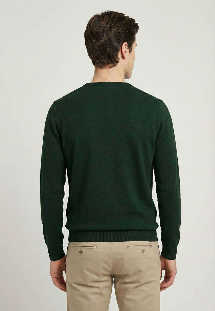 Crew Neck Long Sleeve Pullover - Green