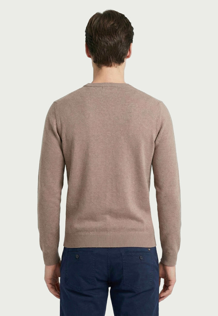 Crew Neck Long Sleeve Pullover - Brown