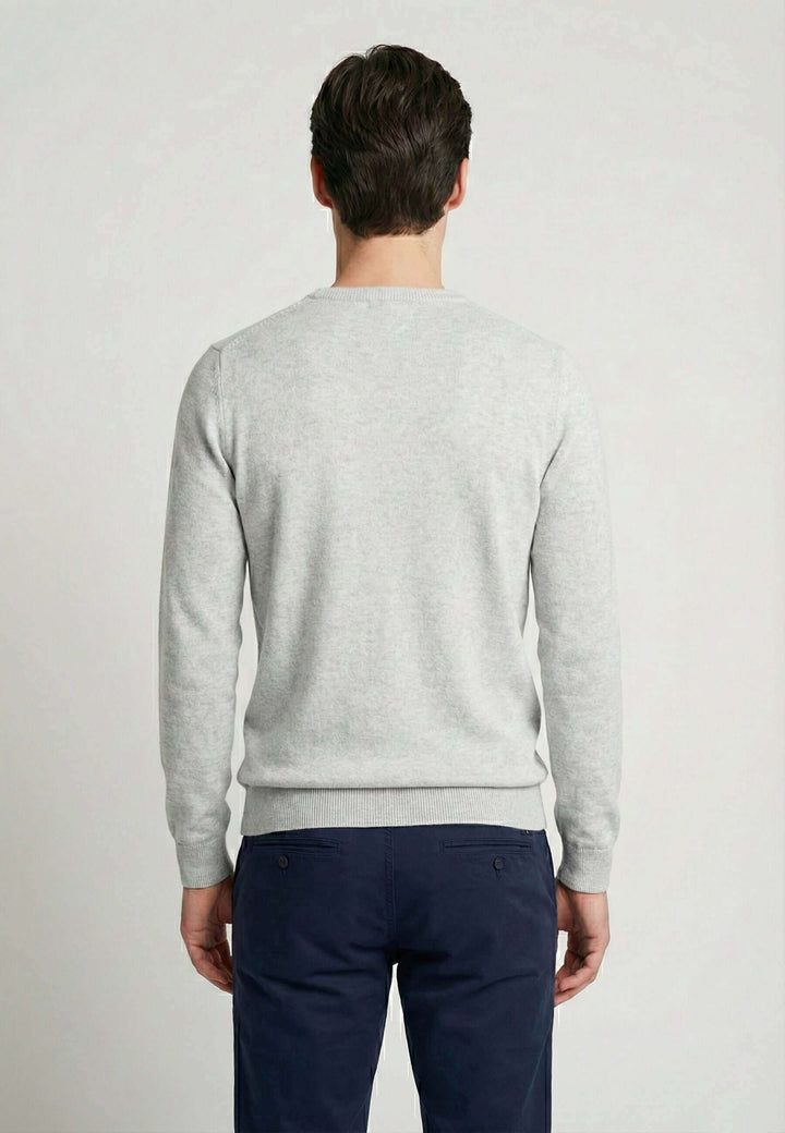 Crew Neck Long Sleeve Pullover - Grey