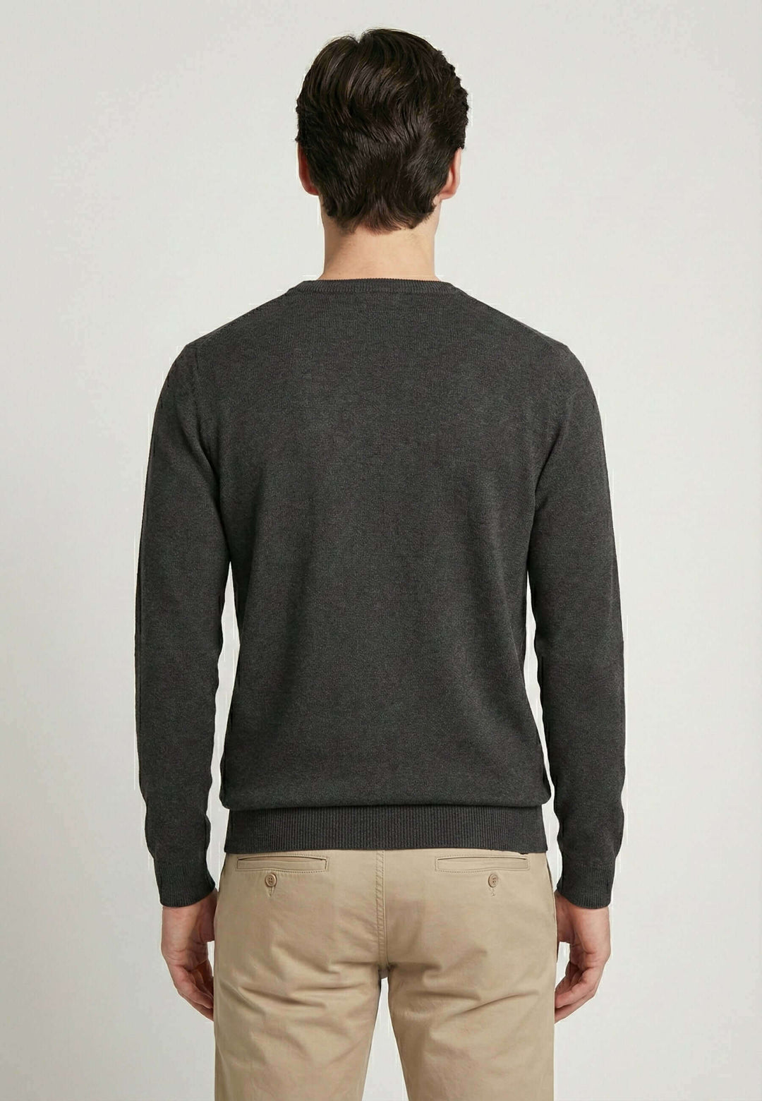 Crew Neck Long Sleeve Pullover - Anthracite