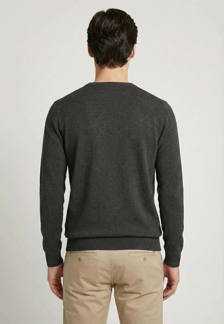 Crew Neck Long Sleeve Pullover - Anthracite