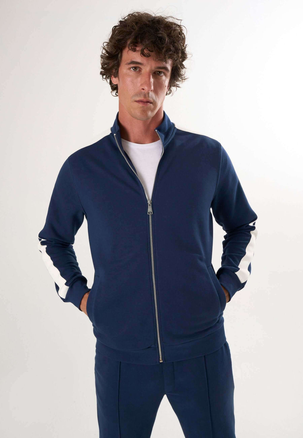 Full-Zipper High Collar Sweatshirt