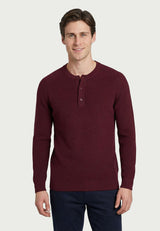 Crew Neck Buttoned Pullover - Black