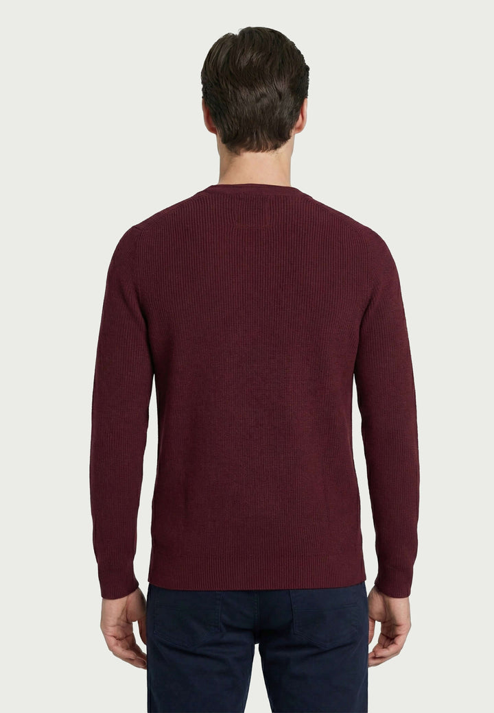 Crew Neck Buttoned Pullover - Black