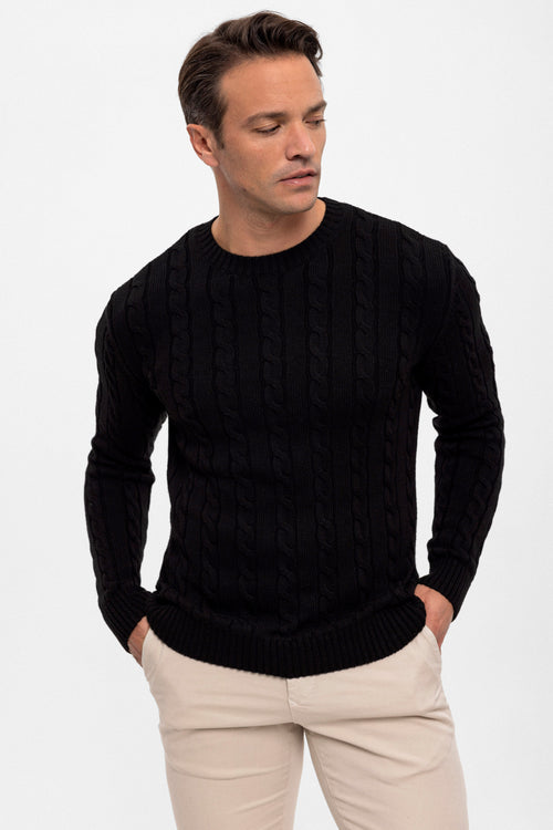 Men’s Cable Knit Crew Neck Pullover
