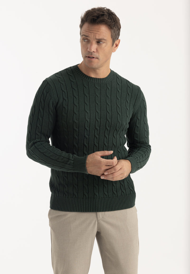 Men’s Cable Knit Crew Neck Pullover